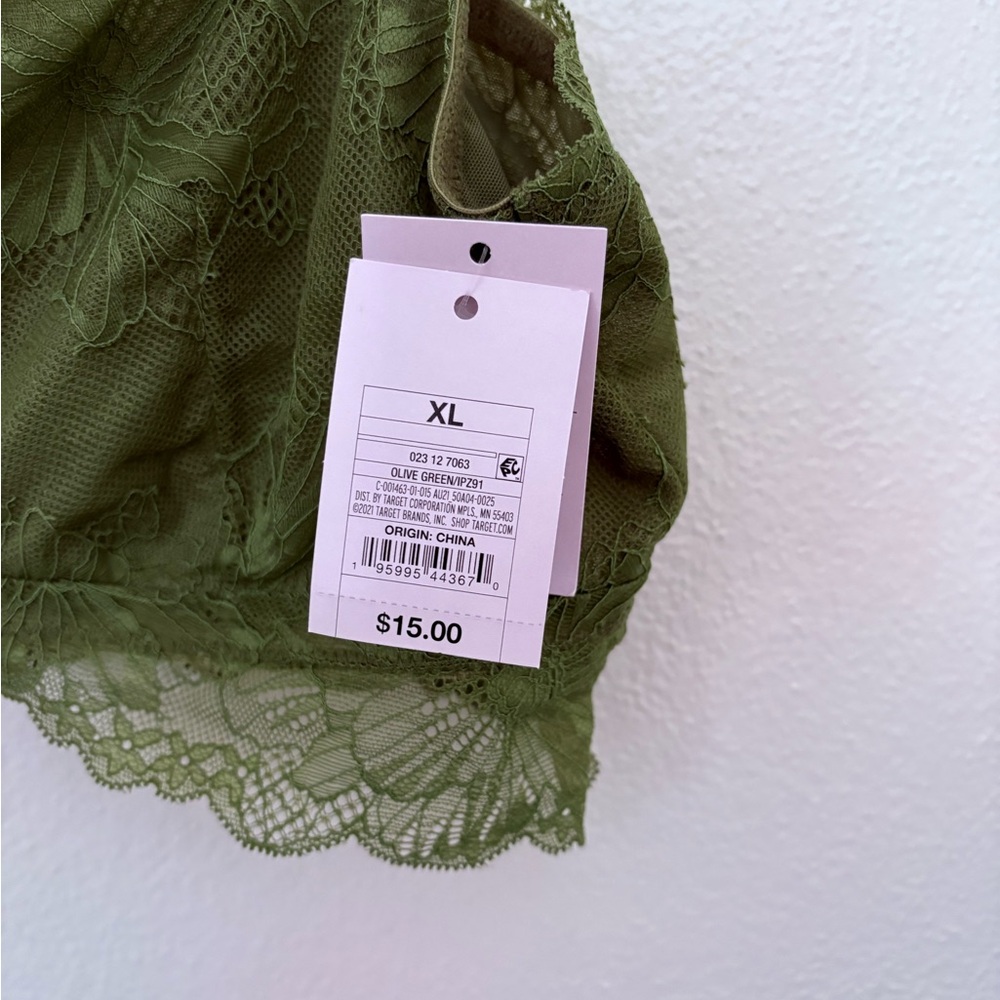 NWT Auden Olive Green Lace Bralette | XL - Picture 2 of 5